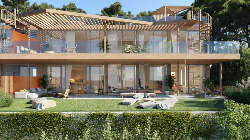 16+ Collection – Mijas - luksuriøs nybyggeksteriør med glassfasade, trepergola, terrasser og velstelt hage