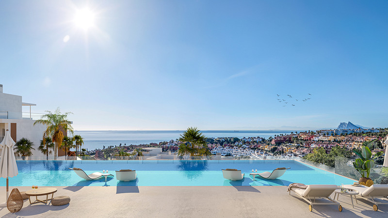 Alcaidesa Homes Phase II – La Alcaidesa - infinitybasseng med panoramautsikt over hav og kystby