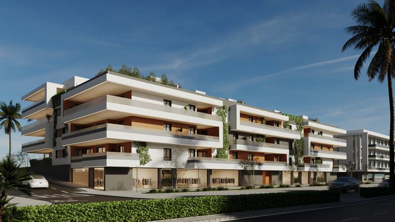 Armonia – San Pedro de Alcántara - moderne luksusleiligheter med hvite fasader, terrasser og tropisk beplantning på Costa del Sol