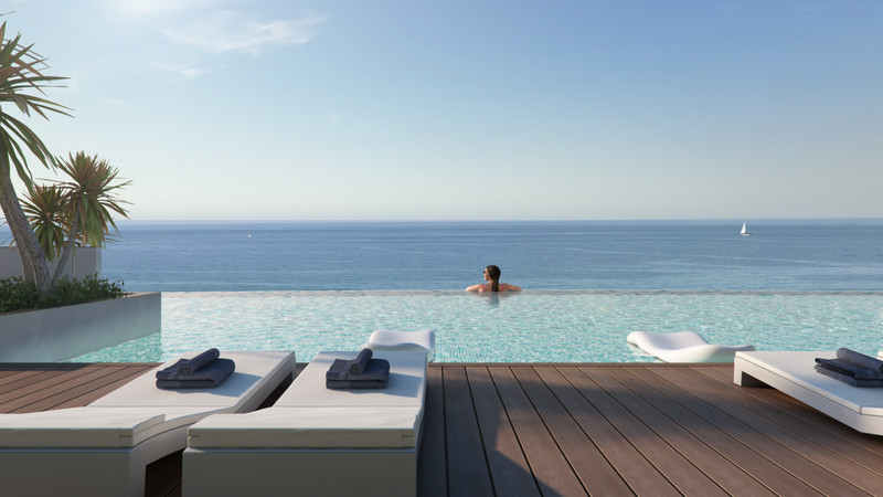 Arrecife – Casares - uendelighetsbasseng med panoramautsikt over havet og takterrasse i tre