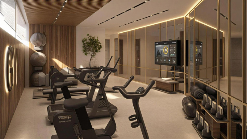 R4220605 – La Cala de Mijas - eksklusivt privat treningssenter med kardiomaskiner, kettlebells og gullinrammede speil