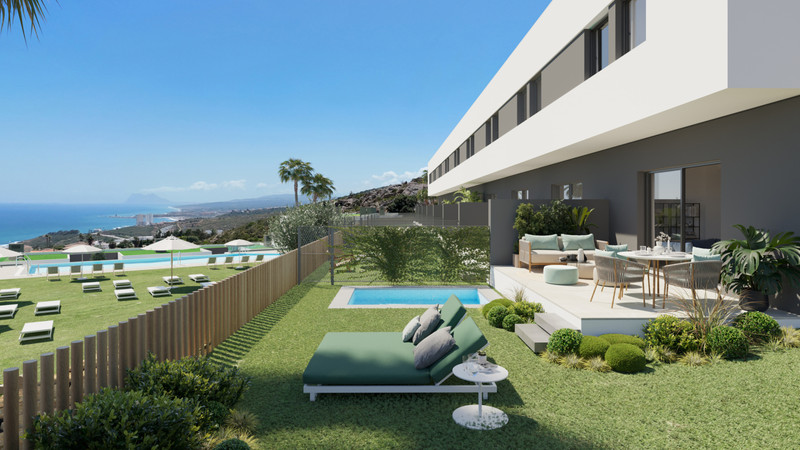 Blue Wave – Manilva - privat hage, lite basseng og terrasse med panoramautsikt over havet på Costa del Sol