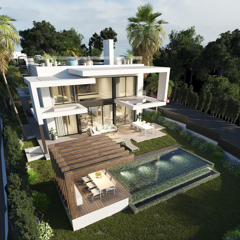 Buena Vista Hills – Mijas - hvit luksusvilla med infinity-basseng, tredekk-terrasser og frodig hage