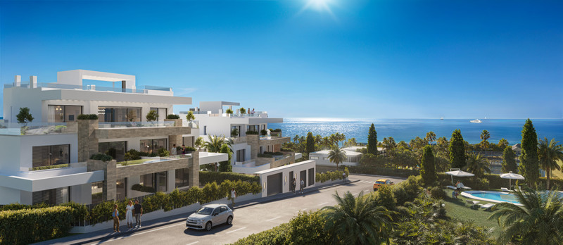 Equilibrio Leilighets – Estepona - moderne hvit luksusboenhet med terrasser, frodig hage, basseng og utsikt over Middelhavet