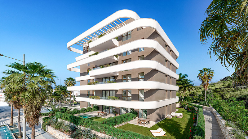 Looa Estepona – Estepona - buet hvit fasade luksusboligbygg med basseng og tropiske hager