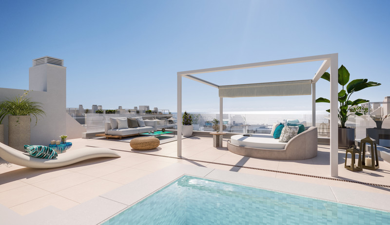 Natura Estepona – Estepona - takterrasse med privat basseng, pergola-lounge og panoramautsikt over havet