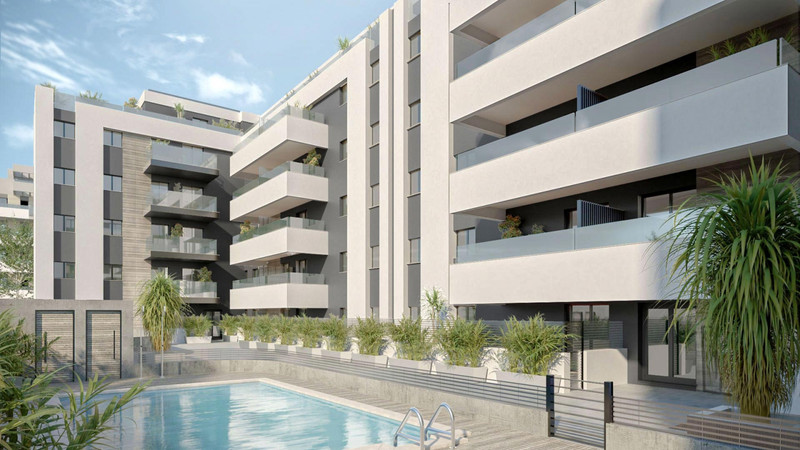 Premier Residencial – Las Lagunas - moderne leilighetskompleks med felles basseng, balkonger og tropisk beplantning