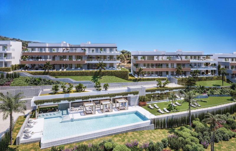 Quintessence – Altos de los Monteros - luxury new-build development with terraced apartments, communal pool, sun loungers and landscaped gardens in Málaga