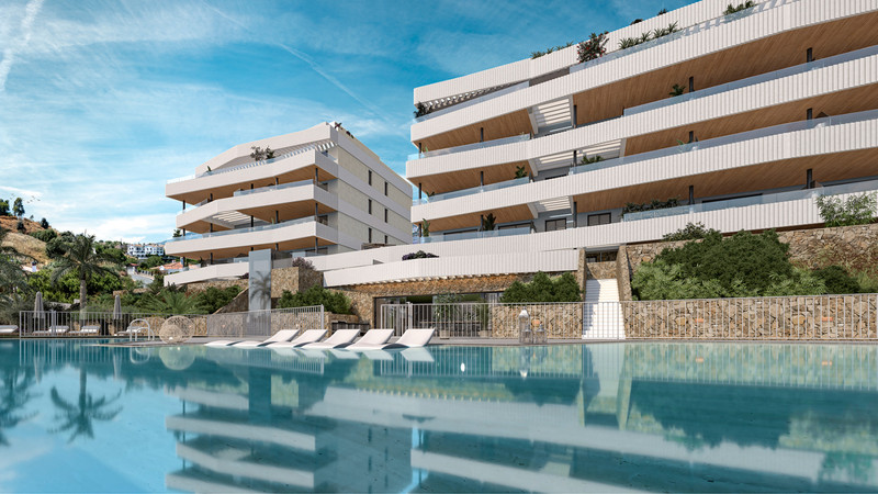 RESIDENCIAL COTO HOMES – Mijas - moderne leilighetsbygg med stor utendørs svømmebasseng og solstoler