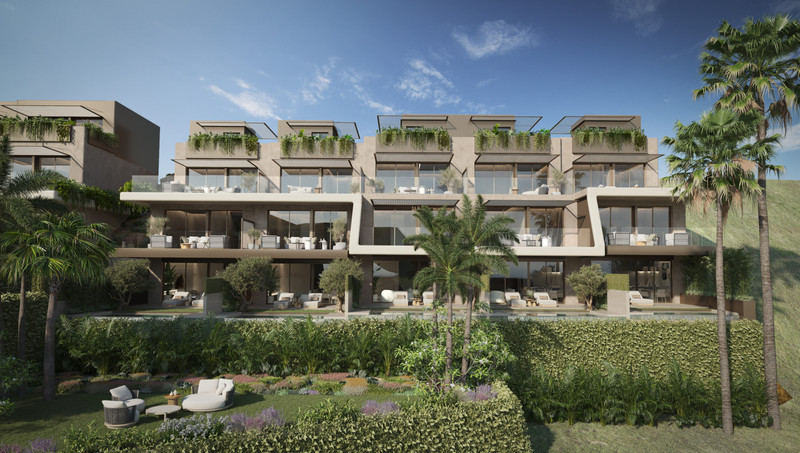 The Valley – Elviria – Elviria - luksuriøs flerfløyet nybyggfasade med terrasser, takhager og frodige, velstelte uteområder