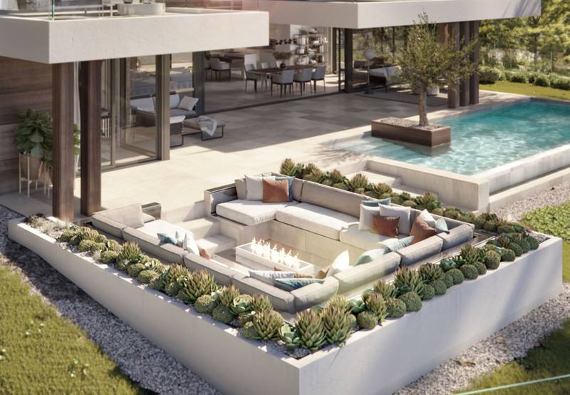 VILLA AZAHAR Reserva Golf – La Cala Golf - nedsunket uteplass med ildsted, svømmebasseng og velstelt hage