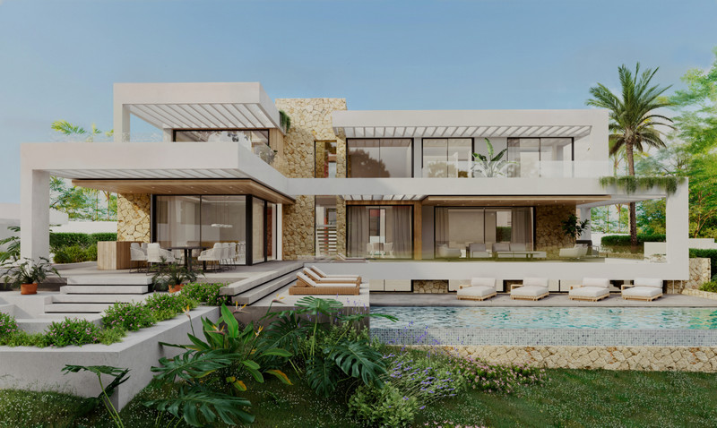 VILLA SELENE Europa Golf – La Cala Golf - luksuriøs villaeksterior med uendelighetsbasseng, solterrasse og tropiske hager