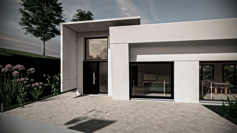 Villa Sunshine – Sotogrande Costa - moderne hvit fasade med store skyvedører i glass og flatt tak