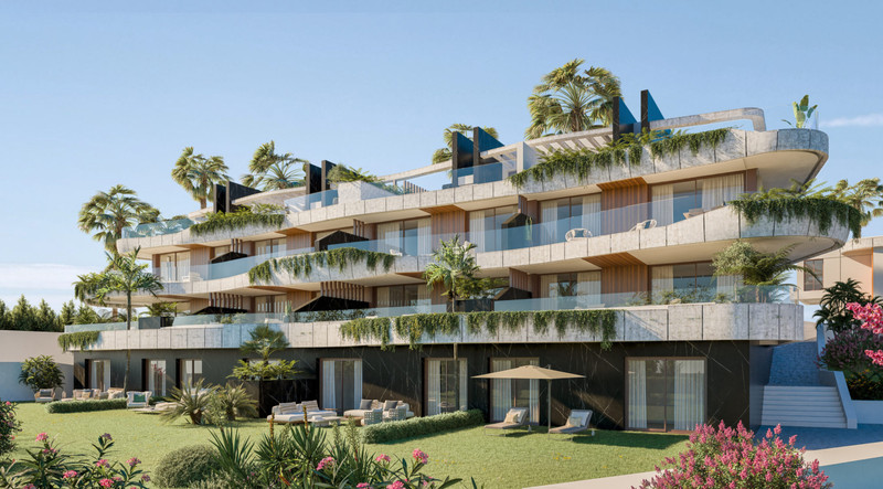 Zew Elviria – Marbella - luksuriøst boligeksteriør med terrasser i nivåer, tropiske hager og takhøybasseng
