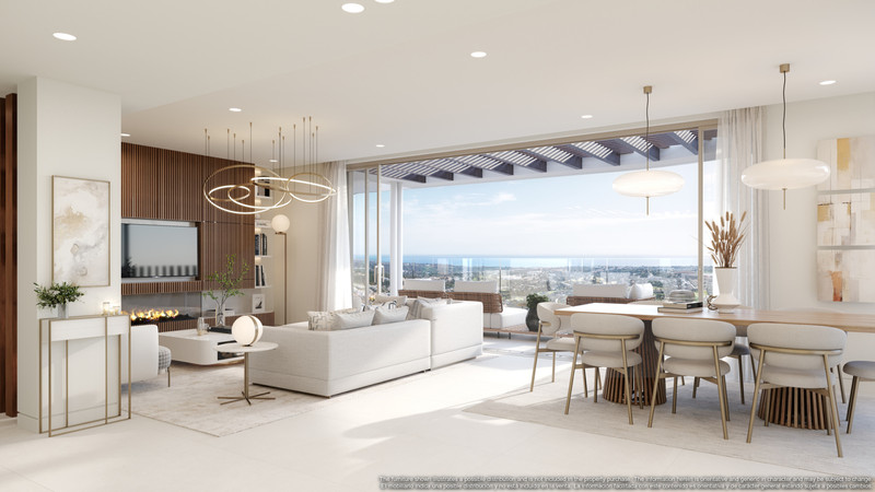 Enebros Fase 1 – Benahavís - bright open-plan living and dining room with panoramic sea views and terrace