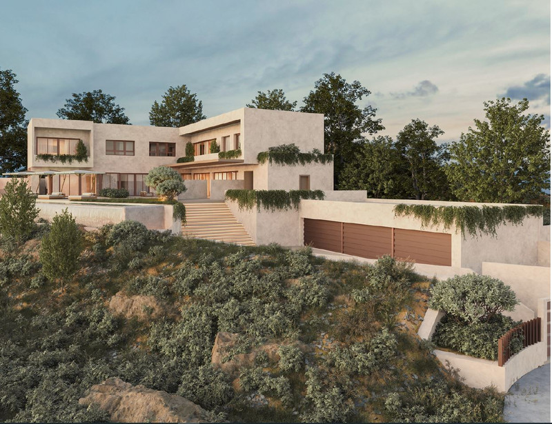 HL SG122 – Alhaurín el Grande - modern luxury villa exterior with terraced gardens and two-storey facade