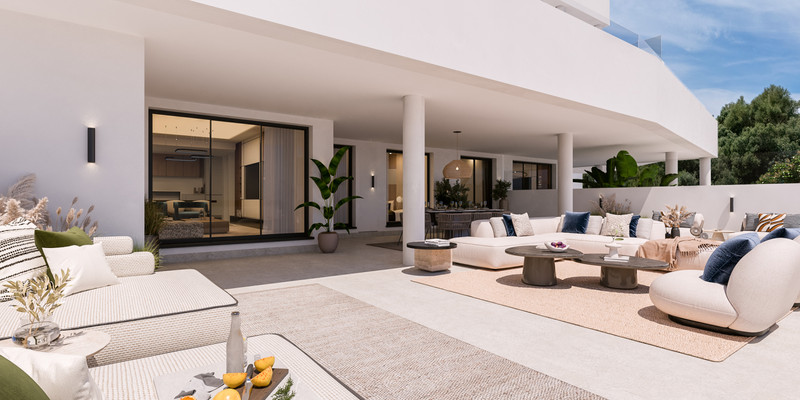 Medblue IV – Altos de los Monteros - spacious private terrace with luxury outdoor lounge seating and open-plan interior views