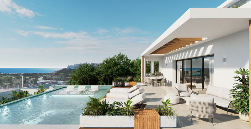 Tailor Made Villa in Casares – Casares Playa - infinity pool terrace with sea views and outdoor lounge area