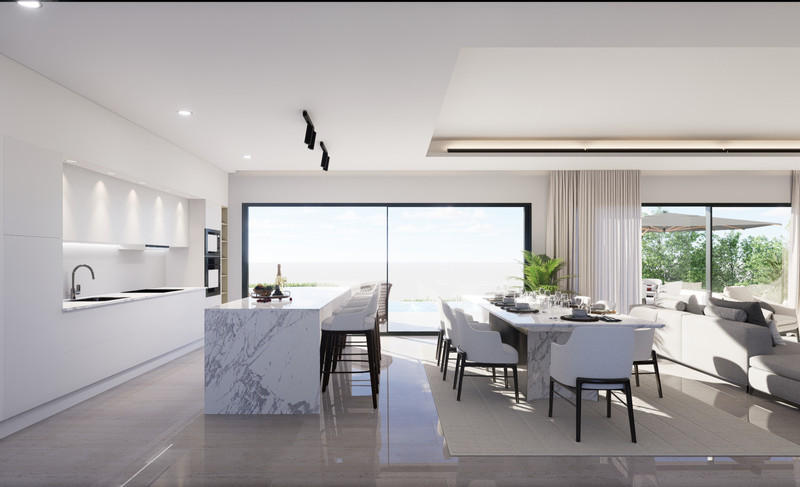 Tailor Made Villa in Casares – Casares Playa - open-plan kitchen, dining area and living room with sea views