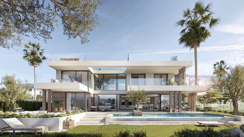 VILLA AZAHAR Privé – Estepona - moderne luksusvilla med infinitybasseng, velstelt hage og palmetrær